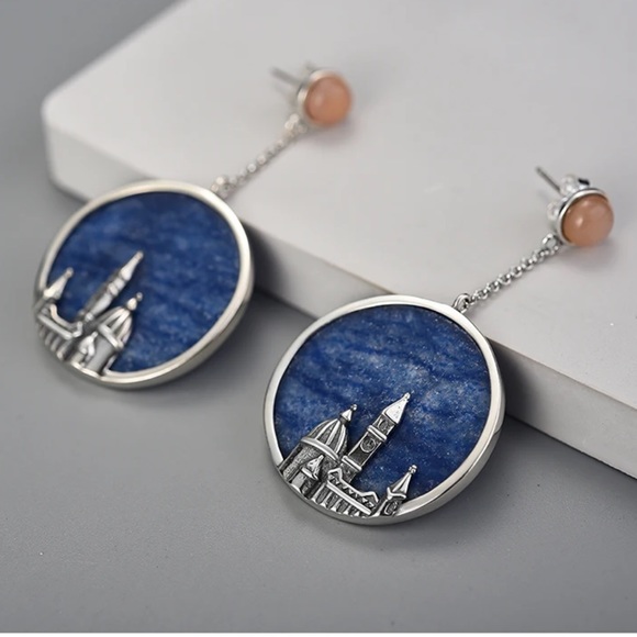 Artisan Handmade 925 Silver Natural Aventurine Cathedral Earrings The … - Picture 3 of 5